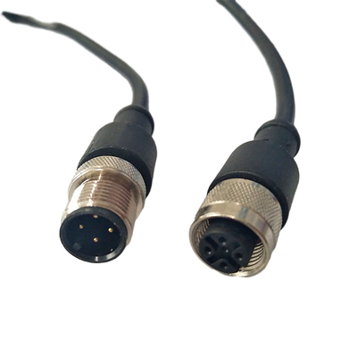 PVC কভার সহ মেটাল স্ক্রু Phoenix M12 Cable 100cm দৈর্ঘ্য পুরুষ থেকে মহিলা কালো