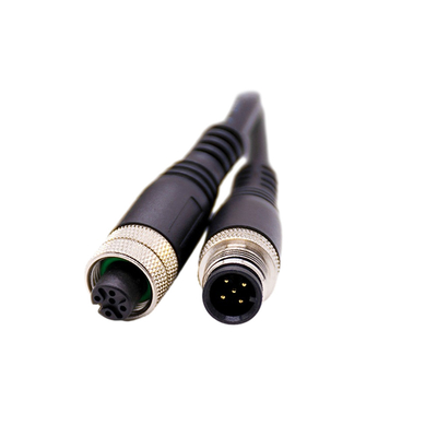 PVC কভার সহ মেটাল স্ক্রু Phoenix M12 Cable 100cm দৈর্ঘ্য পুরুষ থেকে মহিলা কালো