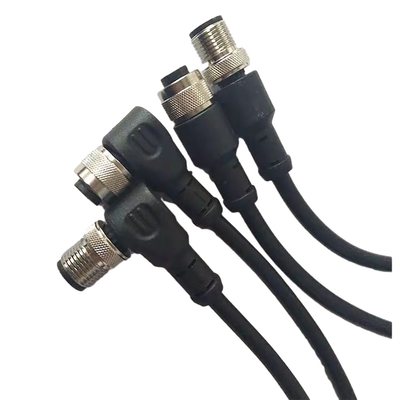 PVC কভার সহ মেটাল স্ক্রু Phoenix M12 Cable 100cm দৈর্ঘ্য পুরুষ থেকে মহিলা কালো