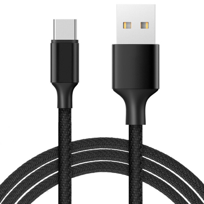 কালো রঙ 3A USB চার্জিং ডেটা কেবল নাইলন বিনুনি RoHS CE প্রত্যয়িত