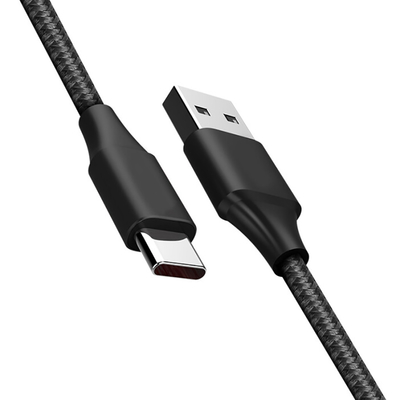 কালো রঙ 3A USB চার্জিং ডেটা কেবল নাইলন বিনুনি RoHS CE প্রত্যয়িত