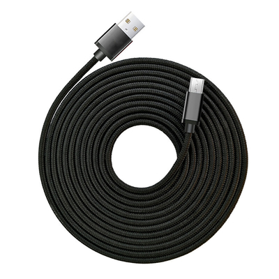 কালো রঙ 3A USB চার্জিং ডেটা কেবল নাইলন বিনুনি RoHS CE প্রত্যয়িত