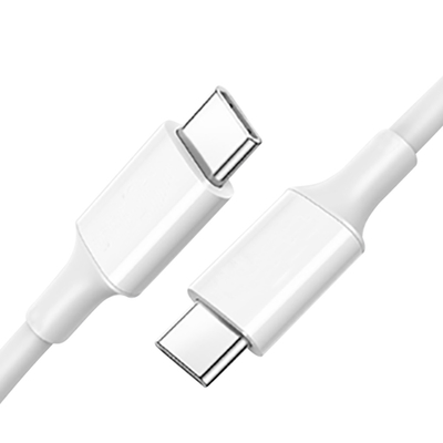 পিভিসি জ্যাকেট 20V 3A 60W সহ সাদা রঙের USB C থেকে C ফাস্ট চার্জ ক্যাবল
