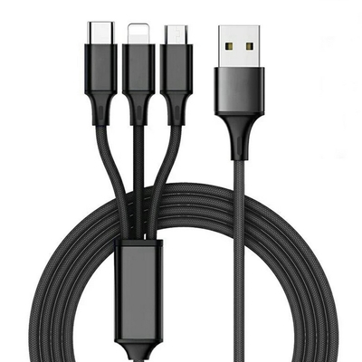3 ইন 1 2.4A USB চার্জিং ডেটা কেবল টাইপ সি মাল্টি পোর্ট ফাংশন OEM ODM