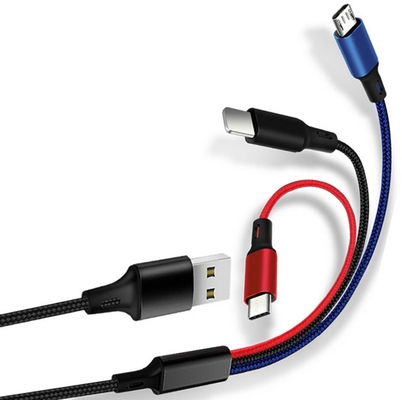 3 ইন 1 2.4A USB চার্জিং ডেটা কেবল টাইপ সি মাল্টি পোর্ট ফাংশন OEM ODM