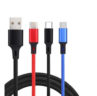 3 ইন 1 2.4A USB চার্জিং ডেটা কেবল টাইপ সি মাল্টি পোর্ট ফাংশন OEM ODM