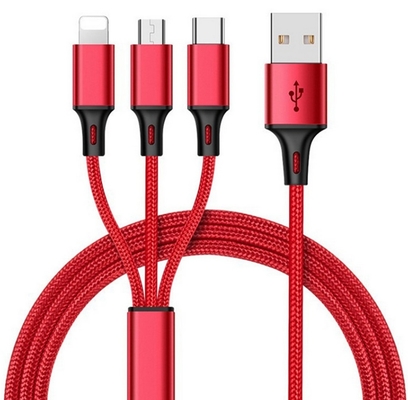 3 ইন 1 2.4A USB চার্জিং ডেটা কেবল টাইপ সি মাল্টি পোর্ট ফাংশন OEM ODM