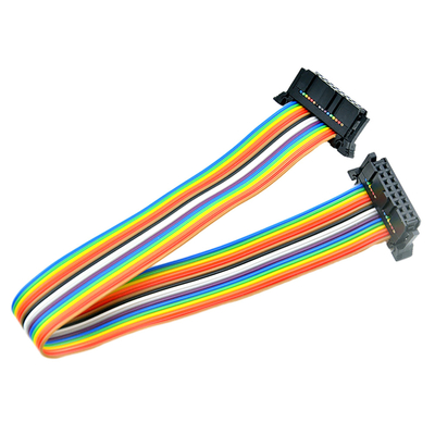 ওয়্যার গেজ AWG28# 2.54mm পিচ সংযোগকারী সহ কাস্টমাইজড IDC 16 পিন ফ্ল্যাট রিবন কেবল