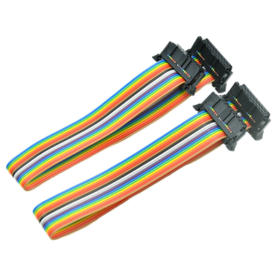 ওয়্যার গেজ AWG28# 2.54mm পিচ সংযোগকারী সহ কাস্টমাইজড IDC 16 পিন ফ্ল্যাট রিবন কেবল