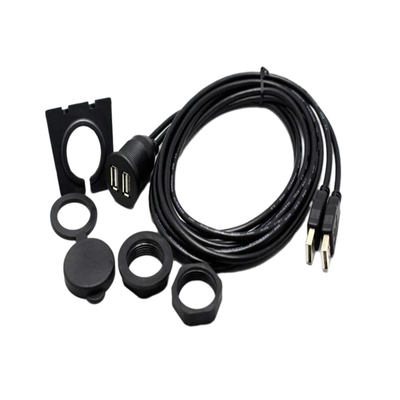 ওয়াটারপ্রুফ USB2.0 ডুয়াল ইউএসবি পোর্ট ক্যাবল কার মোটরসাইকেলের জন্য 1 মিটার