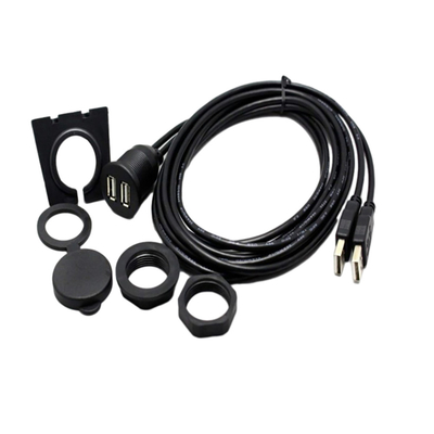 ওয়াটারপ্রুফ USB2.0 ডুয়াল ইউএসবি পোর্ট ক্যাবল কার মোটরসাইকেলের জন্য 1 মিটার