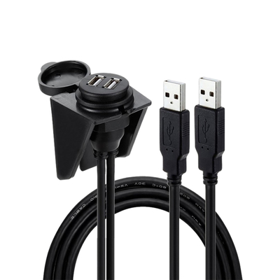 ওয়াটারপ্রুফ USB2.0 ডুয়াল ইউএসবি পোর্ট ক্যাবল কার মোটরসাইকেলের জন্য 1 মিটার