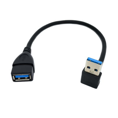 USB 3.0 পুরুষ থেকে মহিলা অ্যাডাপ্টারের সাথে 90 ডিগ্রি ডান কোণ USB চার্জিং ডেটা কেবল