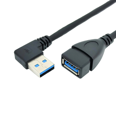 USB 3.0 পুরুষ থেকে মহিলা অ্যাডাপ্টারের সাথে 90 ডিগ্রি ডান কোণ USB চার্জিং ডেটা কেবল