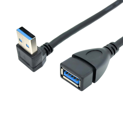 USB 3.0 পুরুষ থেকে মহিলা অ্যাডাপ্টারের সাথে 90 ডিগ্রি ডান কোণ USB চার্জিং ডেটা কেবল