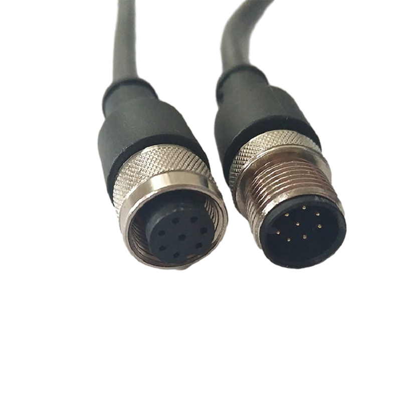 PVC কভার সহ মেটাল স্ক্রু Phoenix M12 Cable 100cm দৈর্ঘ্য পুরুষ থেকে মহিলা কালো
