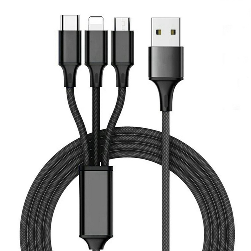 3 ইন 1 2.4A USB চার্জিং ডেটা কেবল টাইপ সি মাল্টি পোর্ট ফাংশন OEM ODM